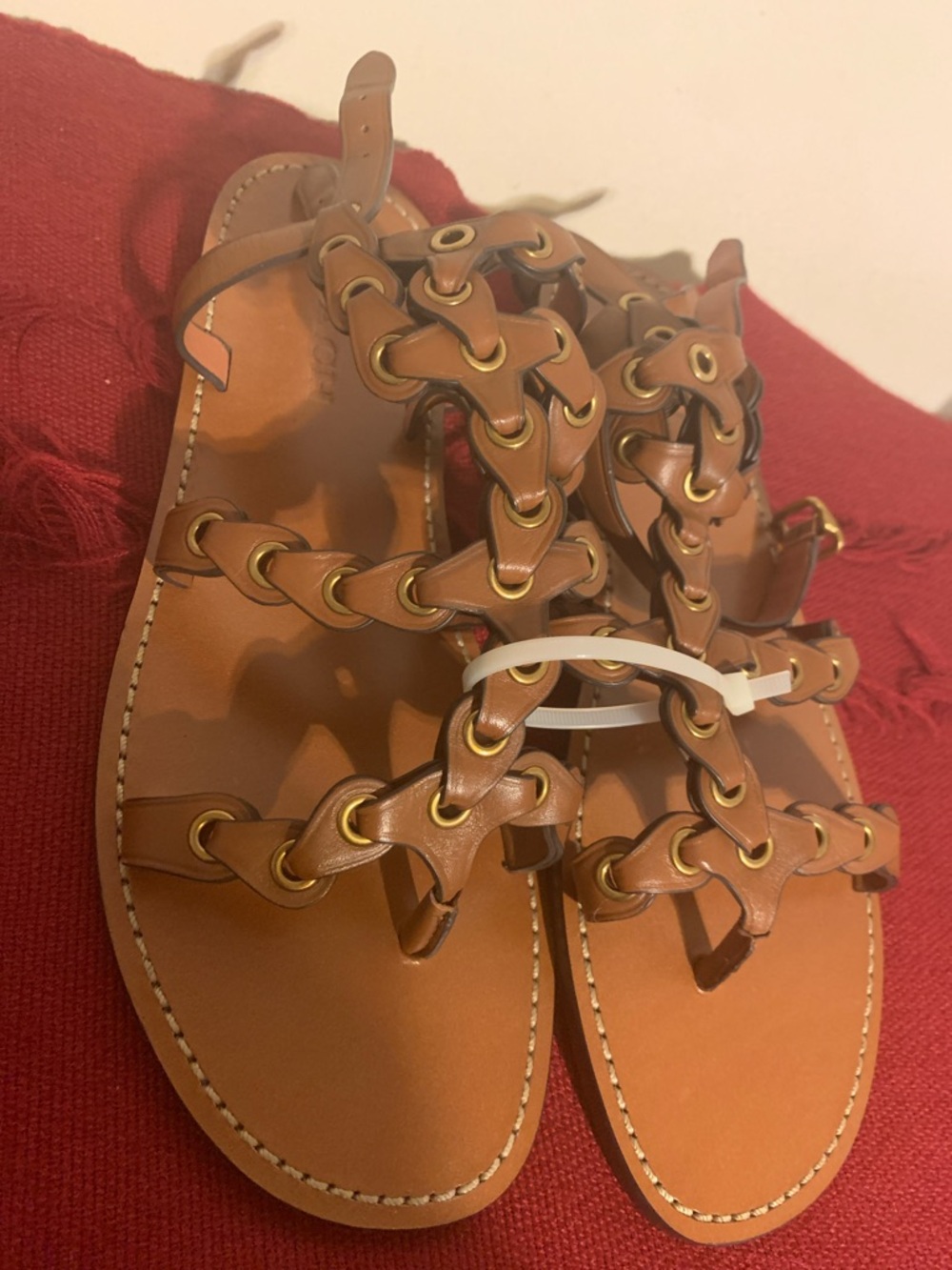 Coach Tan Leather Grommet Gladiator Sandals - Picture 1 of 9